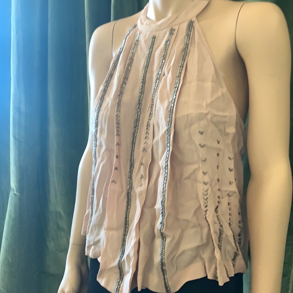 Free People Pink Flowy Beaded Top - Picture 4 of 5